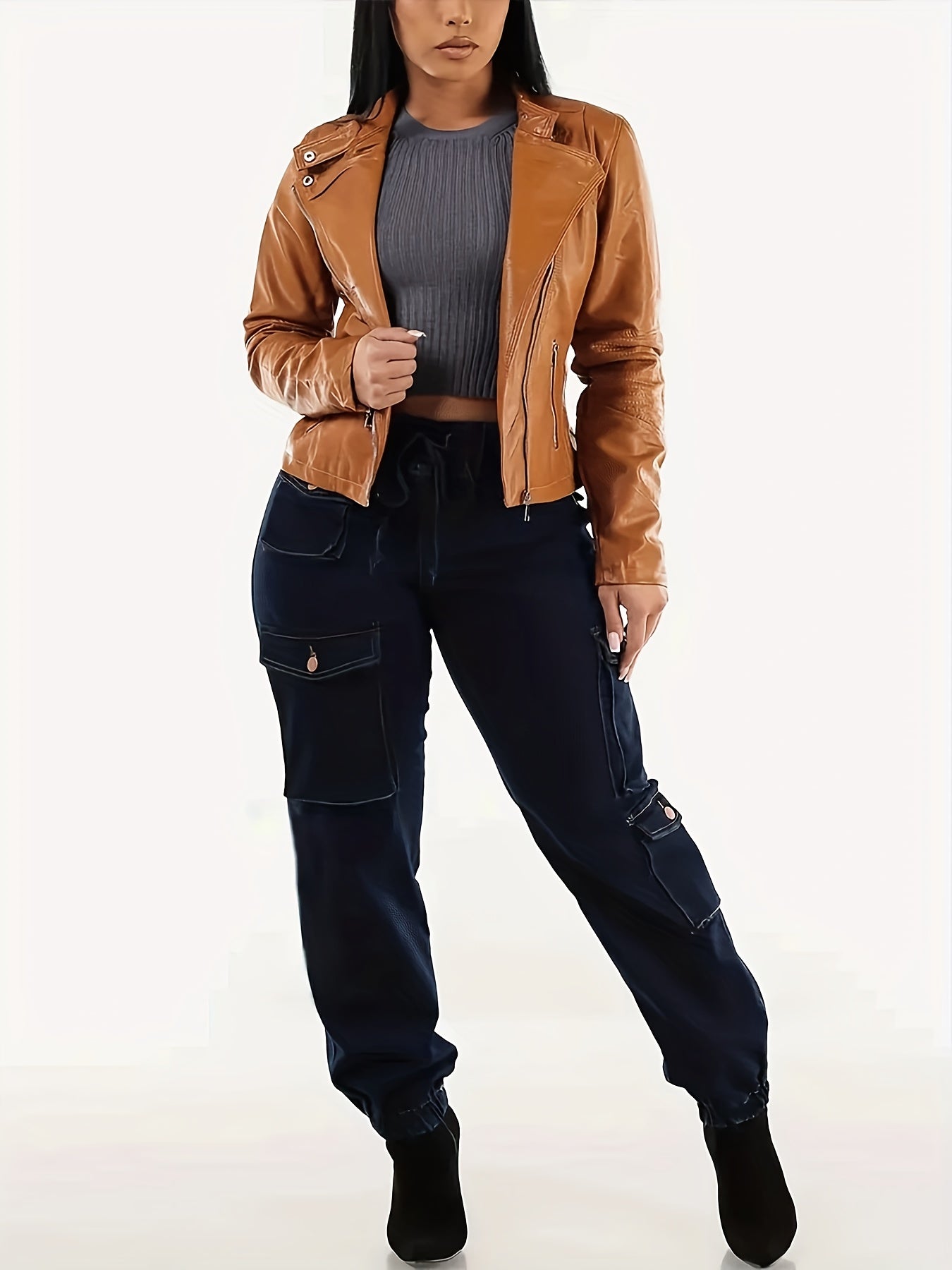 Ladies Retro Fringed Jeans with Curved Edge and Flared Style