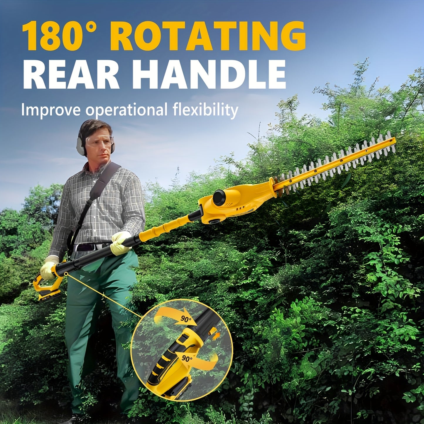 Alloyman 20V Pole Hedge Trimmer with Batteries and Charger