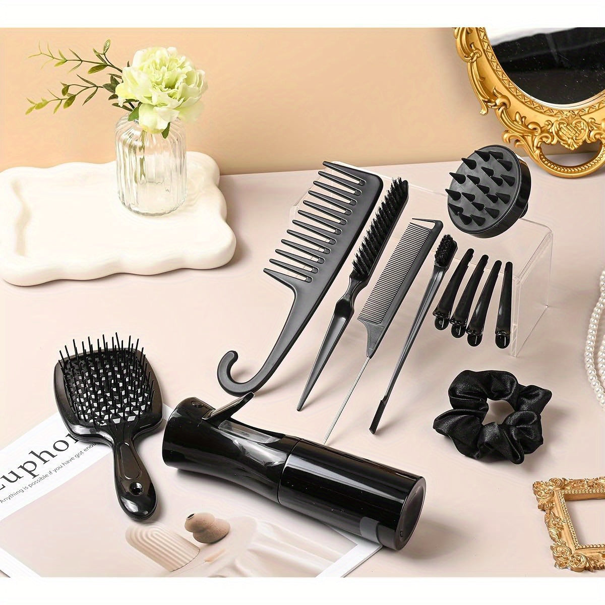 Hair Brush Set with Detangling Tools and Scalp Massager