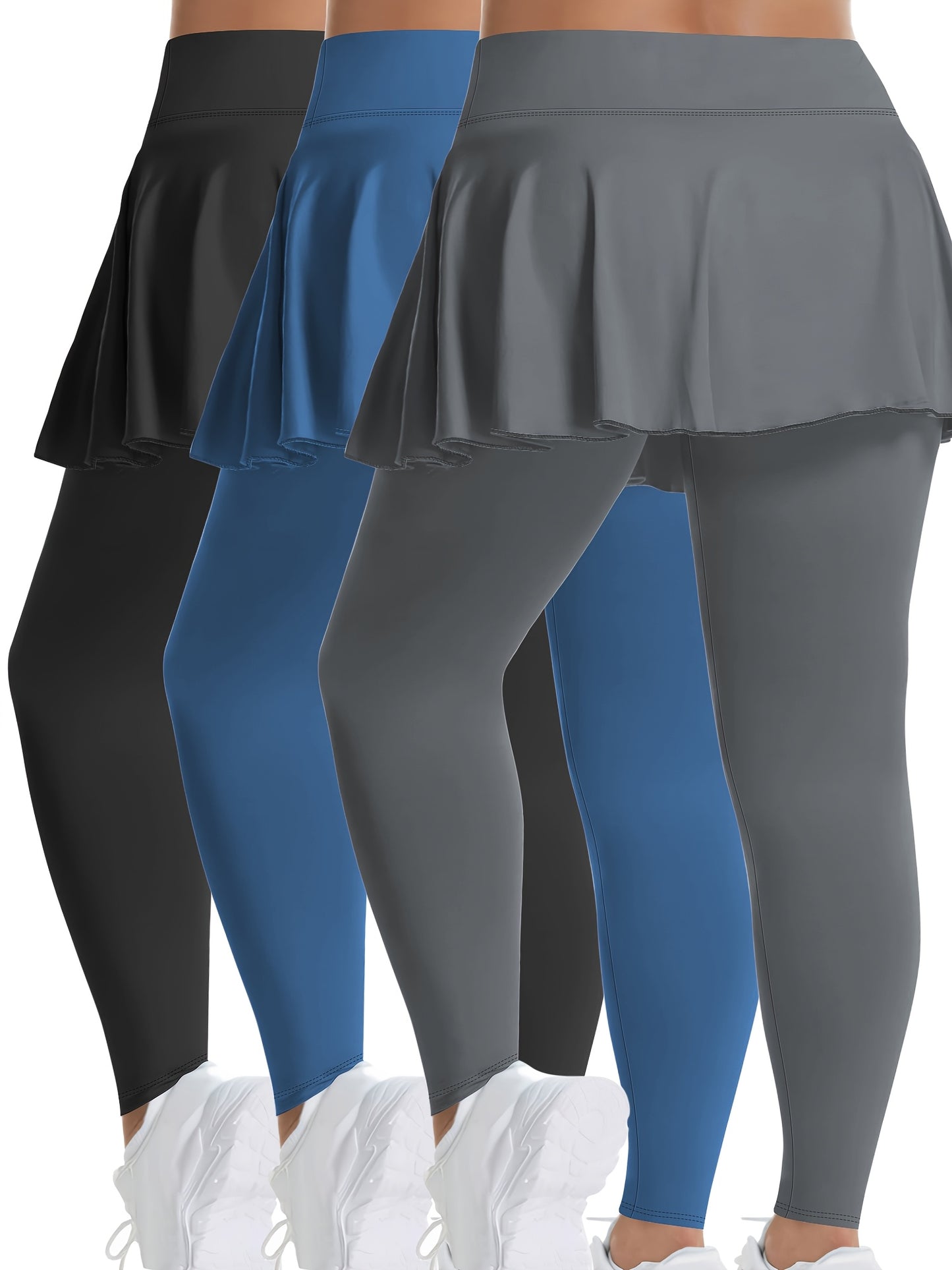 Women's Plus Size High-Waisted Tennis Skorts with Pockets