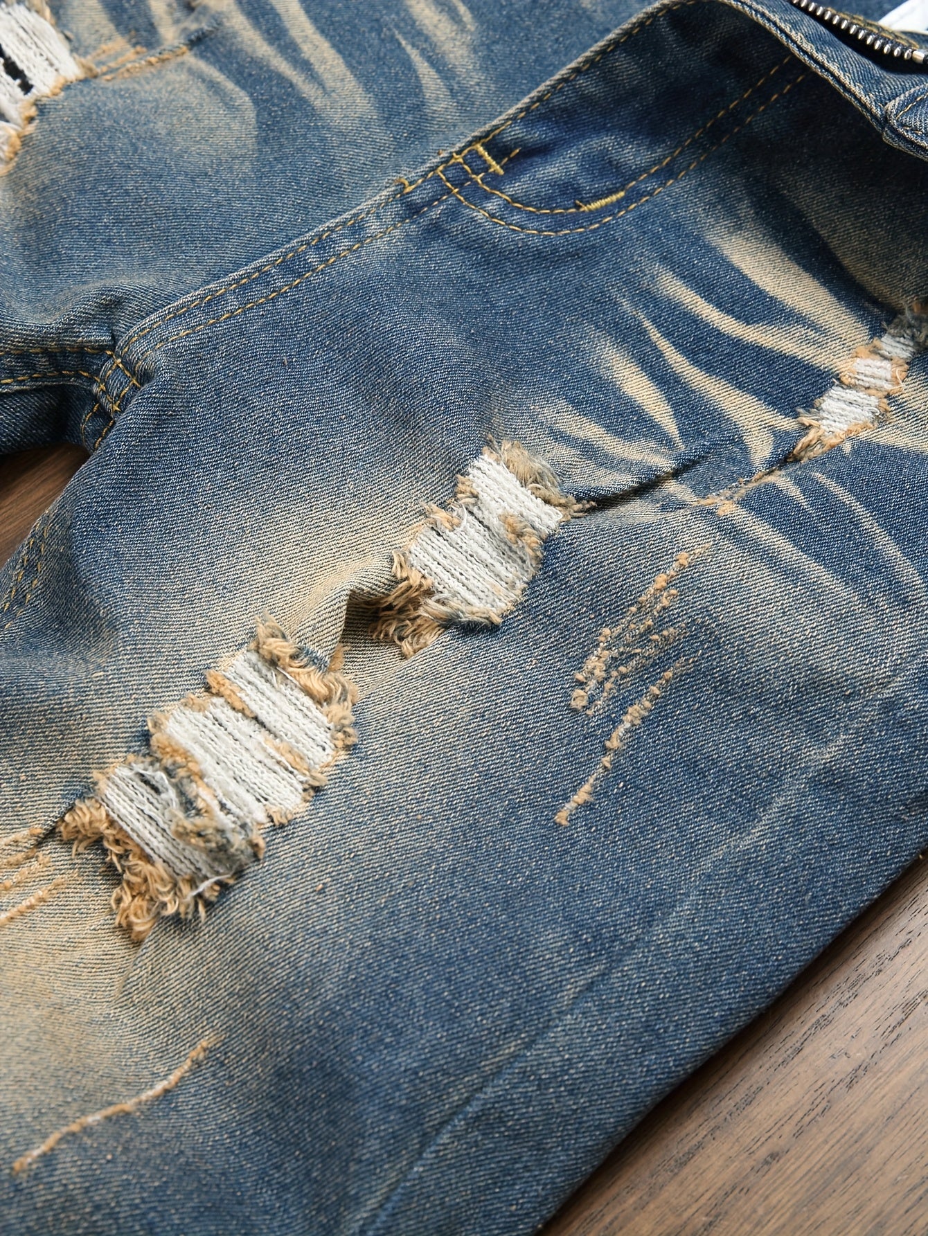 Boys Vintage Inspired Ripped Denim Shorts Stretchy Casual Summer Wear with Elastic Waistband