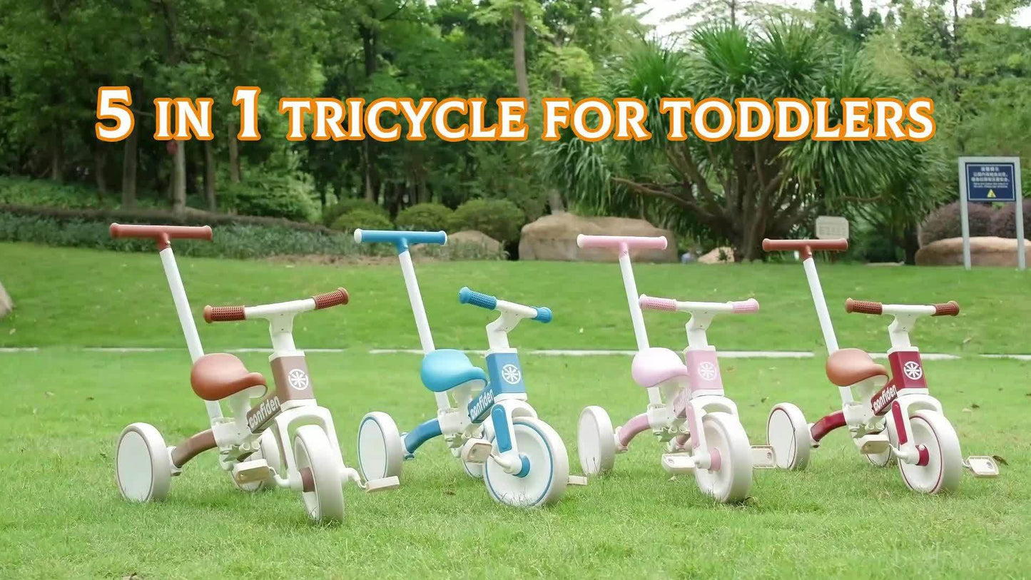 Convertible Toddler Tricycle with Removable Pedal and Adjustable Features