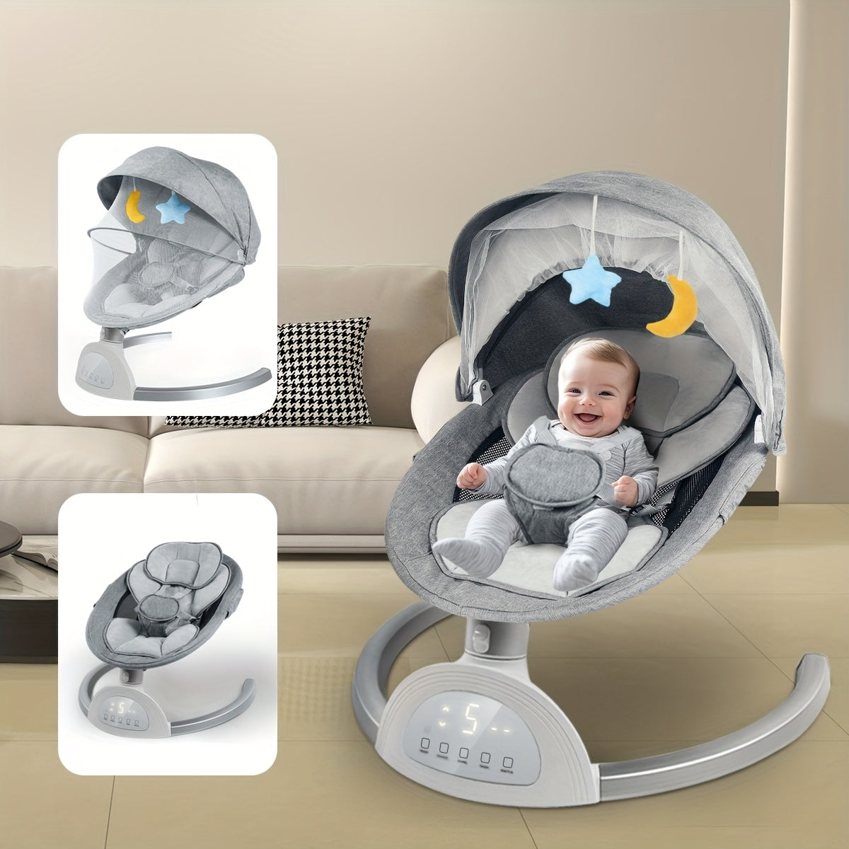 Motorized Baby Swing with Remote Control and 10 Melodies