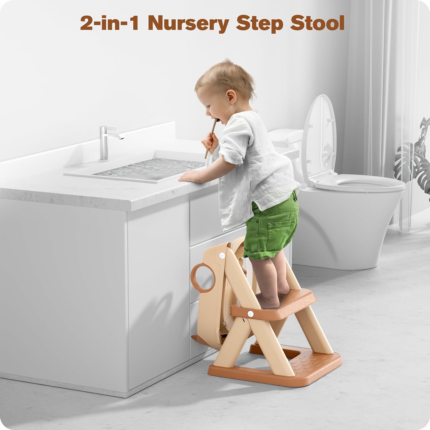 Cute Bear 2 In 1 Adjustable Height Potty Training Toilet With Splash Guard And Non Slip Pad Step Stool Foldable For Easy Storage Ideal Baby Essential Gift