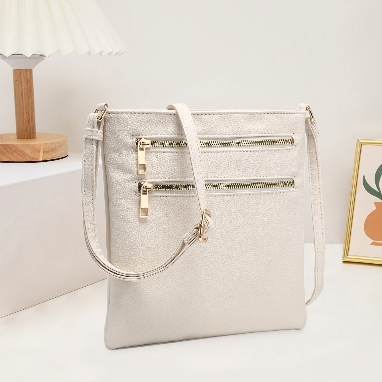 Vintage Casual Multi-Zipper Pocket Crossbody Bag for Women