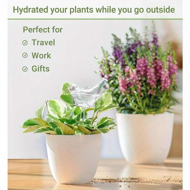 Mkono Plant Self Watering Globes Glass Water Bulbs Bird Shape Automatic Plant Waterer Spikes for Indoor Outdoor Plants Gifts for Plant Lovers 2 Pack
