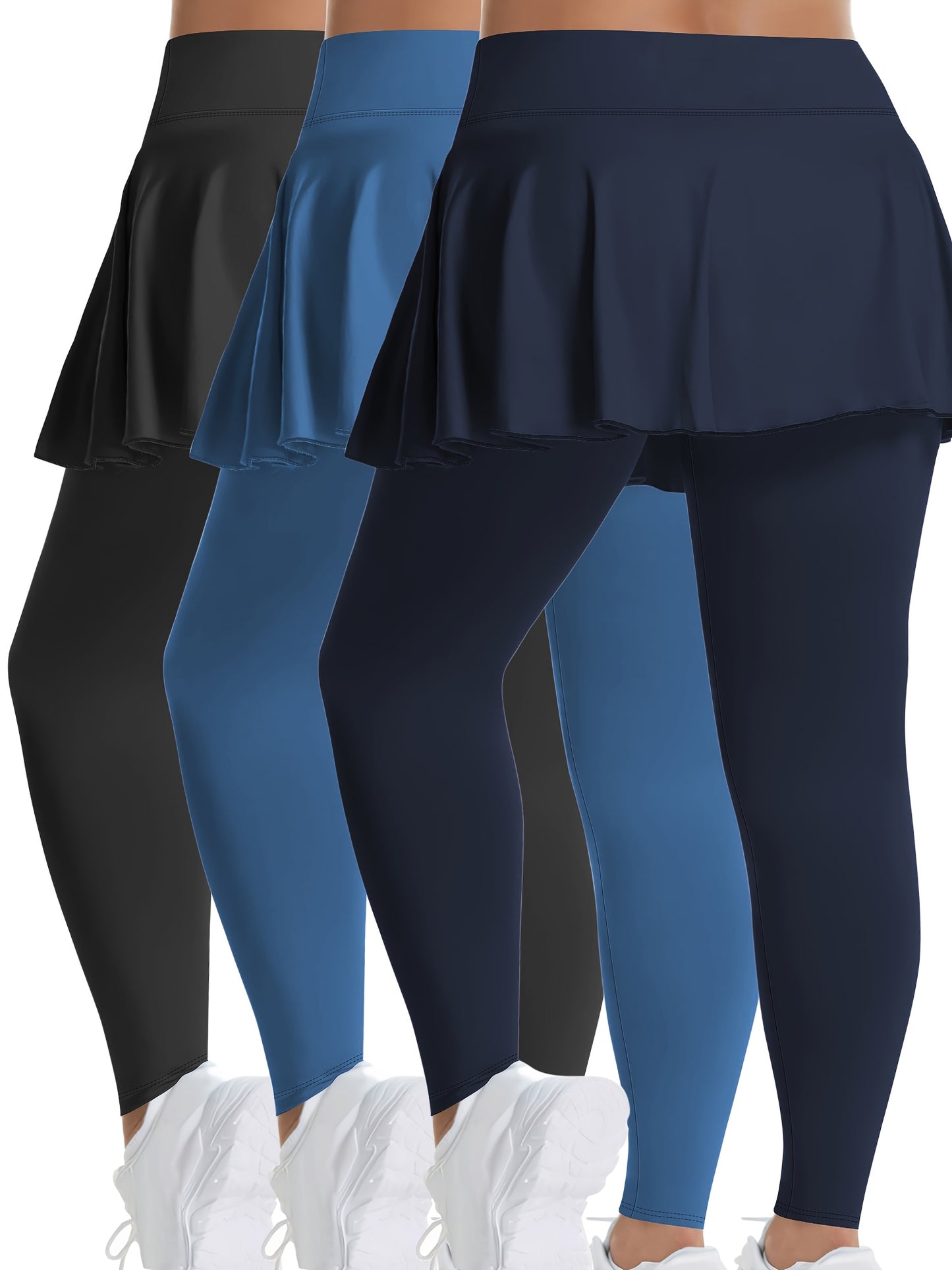 Women's Plus Size High-Waisted Tennis Skorts with Pockets
