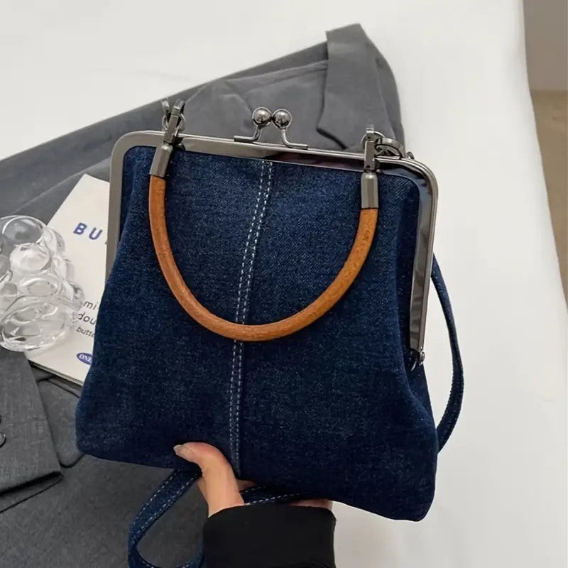 Handmade Denim Women's Crossbody Bag with Detachable Strap