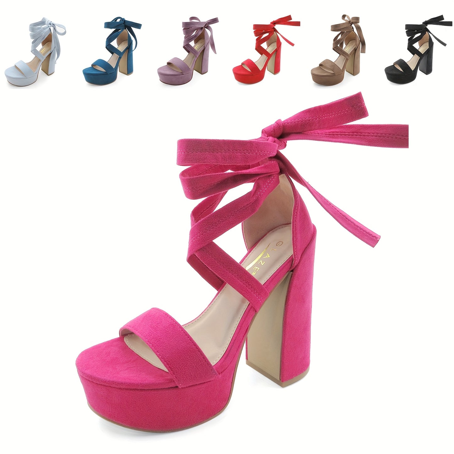 Glaze Women's Lace Up Platform Block Heel Sandals Comfortable Sexy Charming Cute