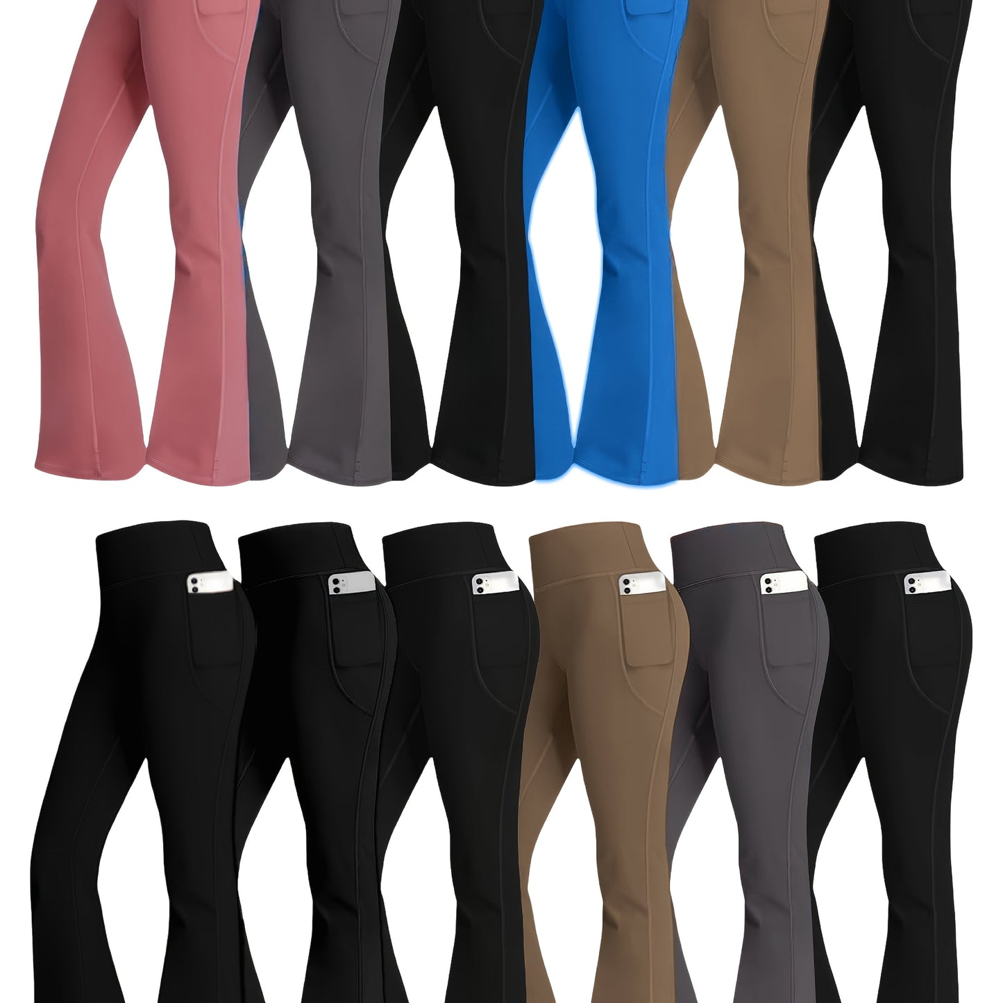 High-Waisted Flare Yoga Leggings with Tummy Control and Stretch