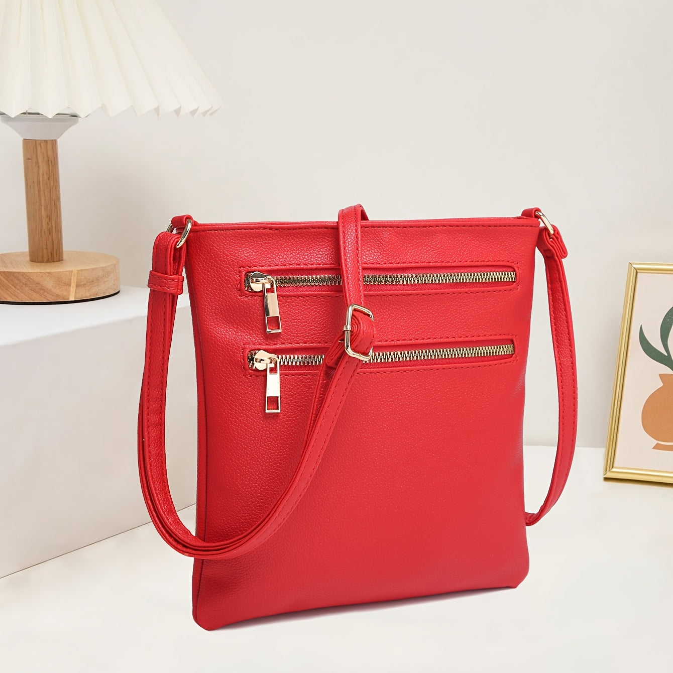 Vintage Casual Multi-Zipper Pocket Crossbody Bag for Women