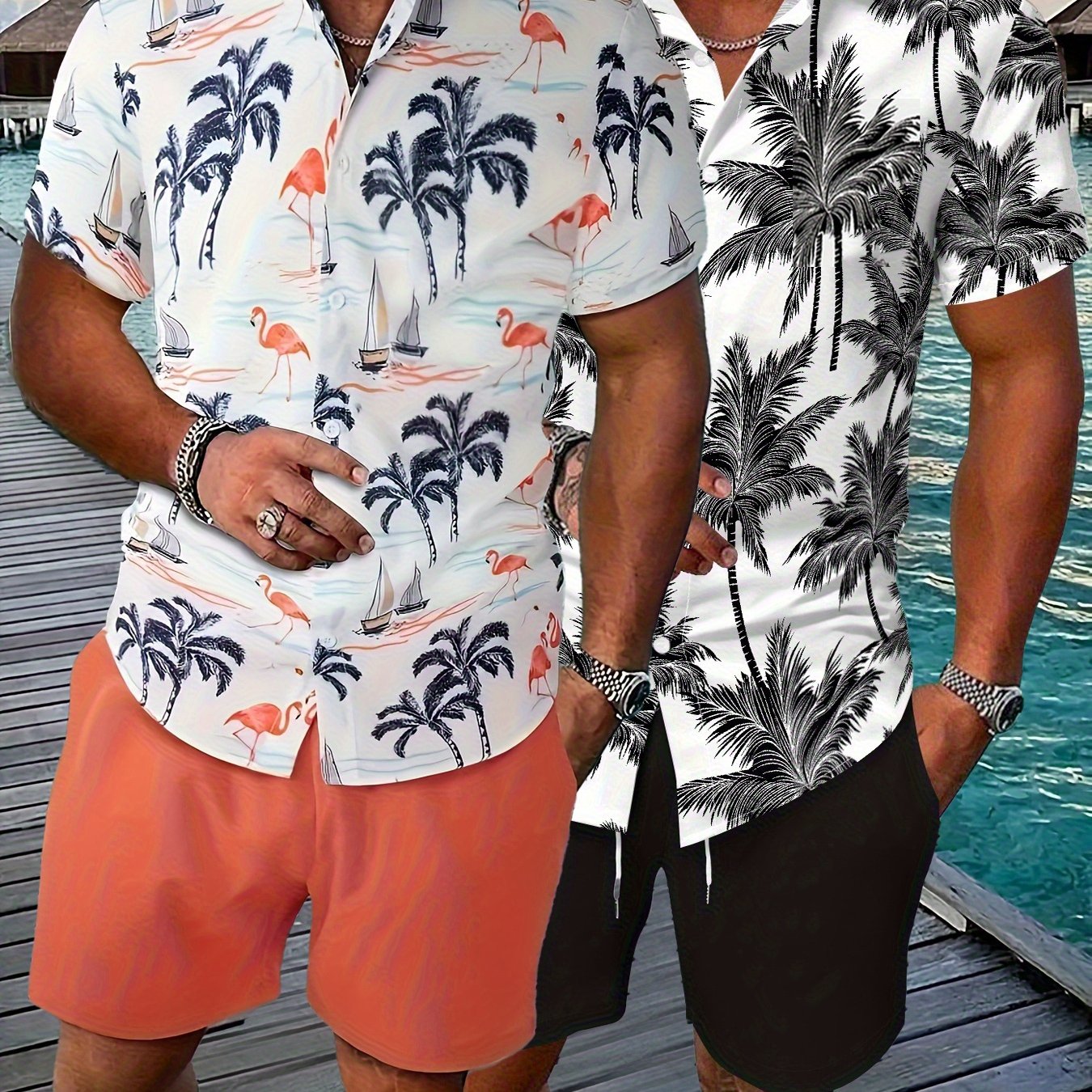 Men's Casual Shirt and Shorts Set for Weekend Relaxation