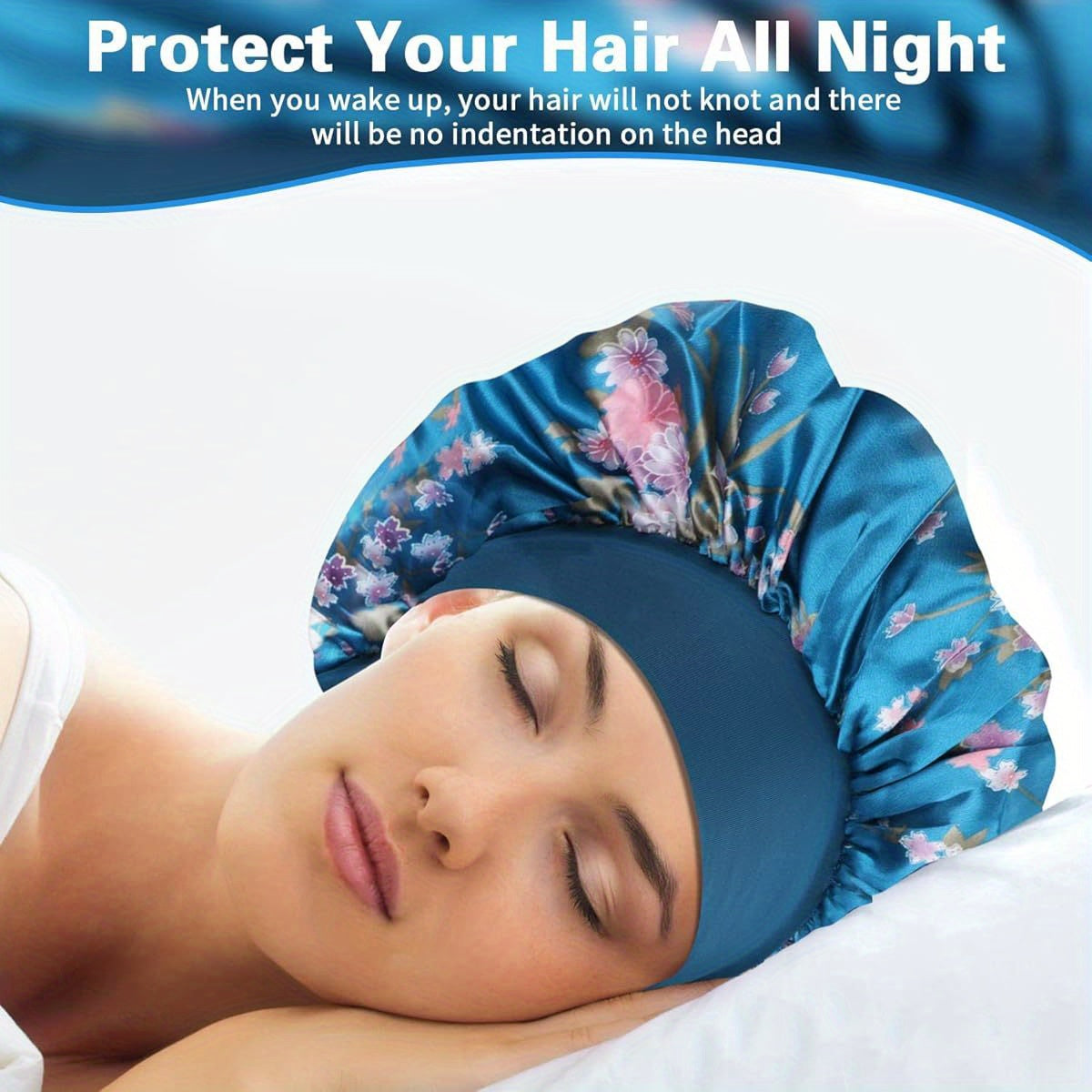 Roybens Satin Bonnet Hair Bonnet for Sleeping 4 Pack Large Bonnets for Women with Elastic Soft Band for Curly Hair and Braids