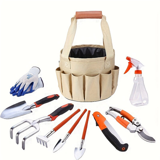 12 Piece Stainless Steel Gardening Tools Set for Women Outdoor Garden Kit with Carrying Suitcase Shovel Trowel Fork Rake Gloves Ideal Christmas Gift