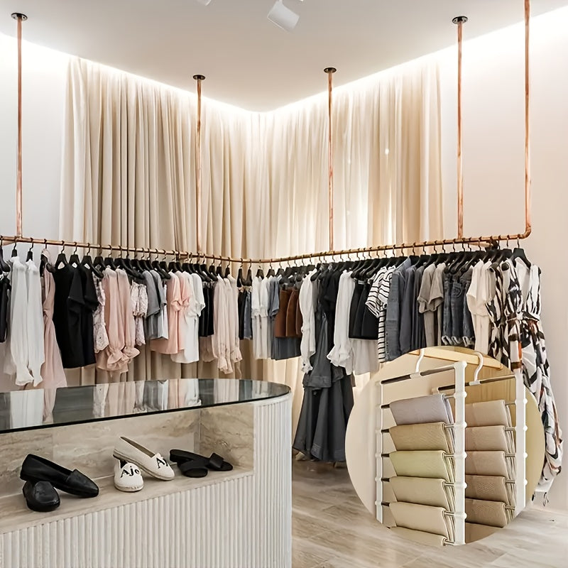 Folding Pants Hanger Set - Multi-Layer Stainless Steel Organizer