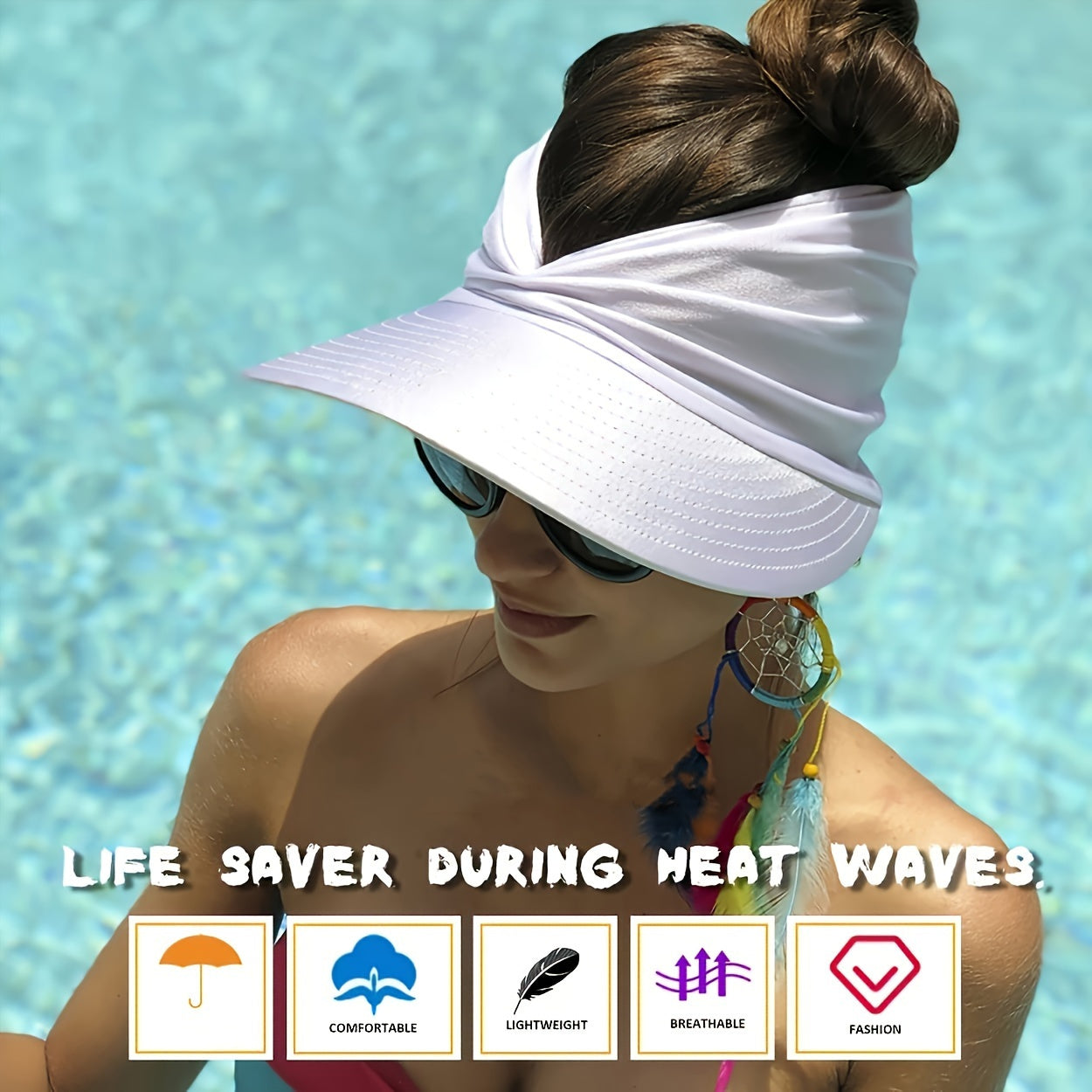 Women's Stretchy UPF Sun Protection Visor Hat for Summer