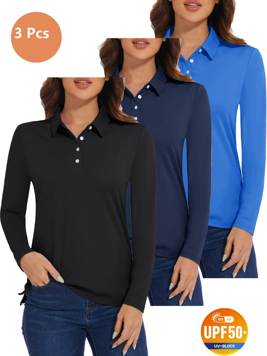 KEFITEVD Women's Long Sleeve Polo Shirts for Outdoor Activities