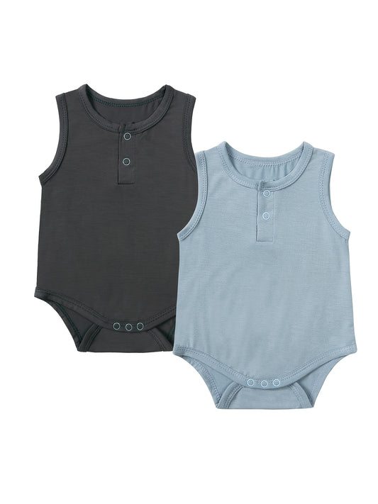 2 Pack Baby Bamboo Fiber Sleeveless Bodysuit Newborn Summer Onesie Jumpsuit Infant Romper Casual Style Tank Top For Boys And Girls Outdoor Wear