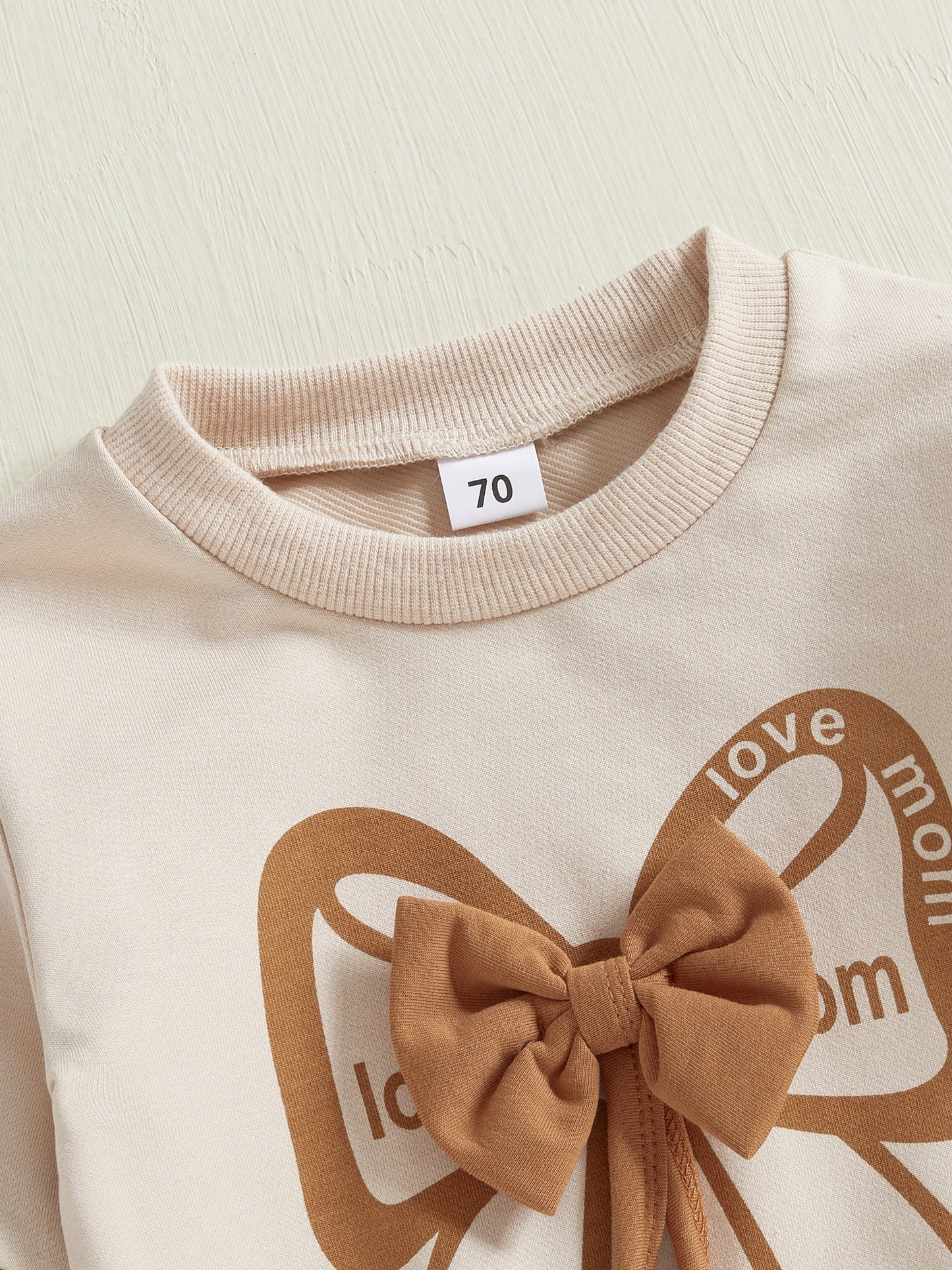 Girls Bow Sweatshirt and Sweatpants 2 Piece Outfit Set