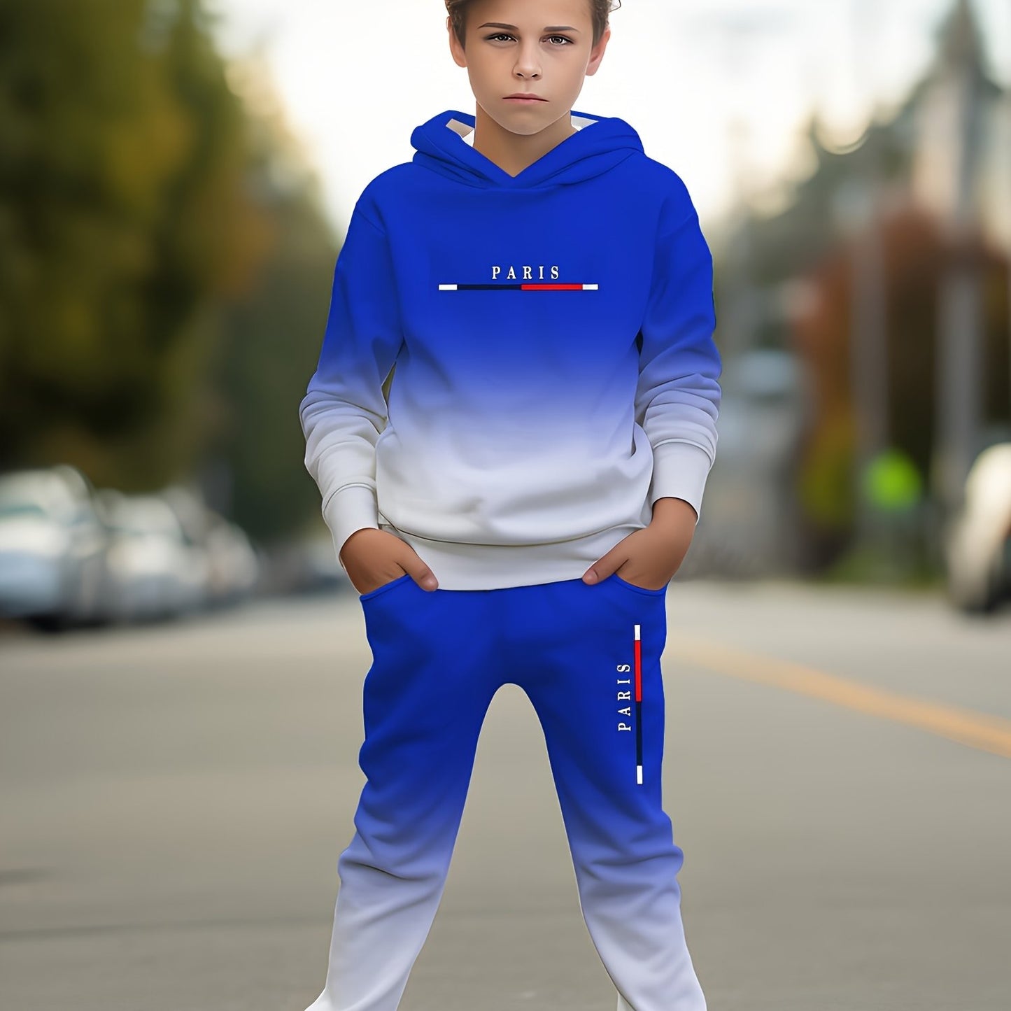 Fashionable 3D Printed Hoodie with Pockets for Boys