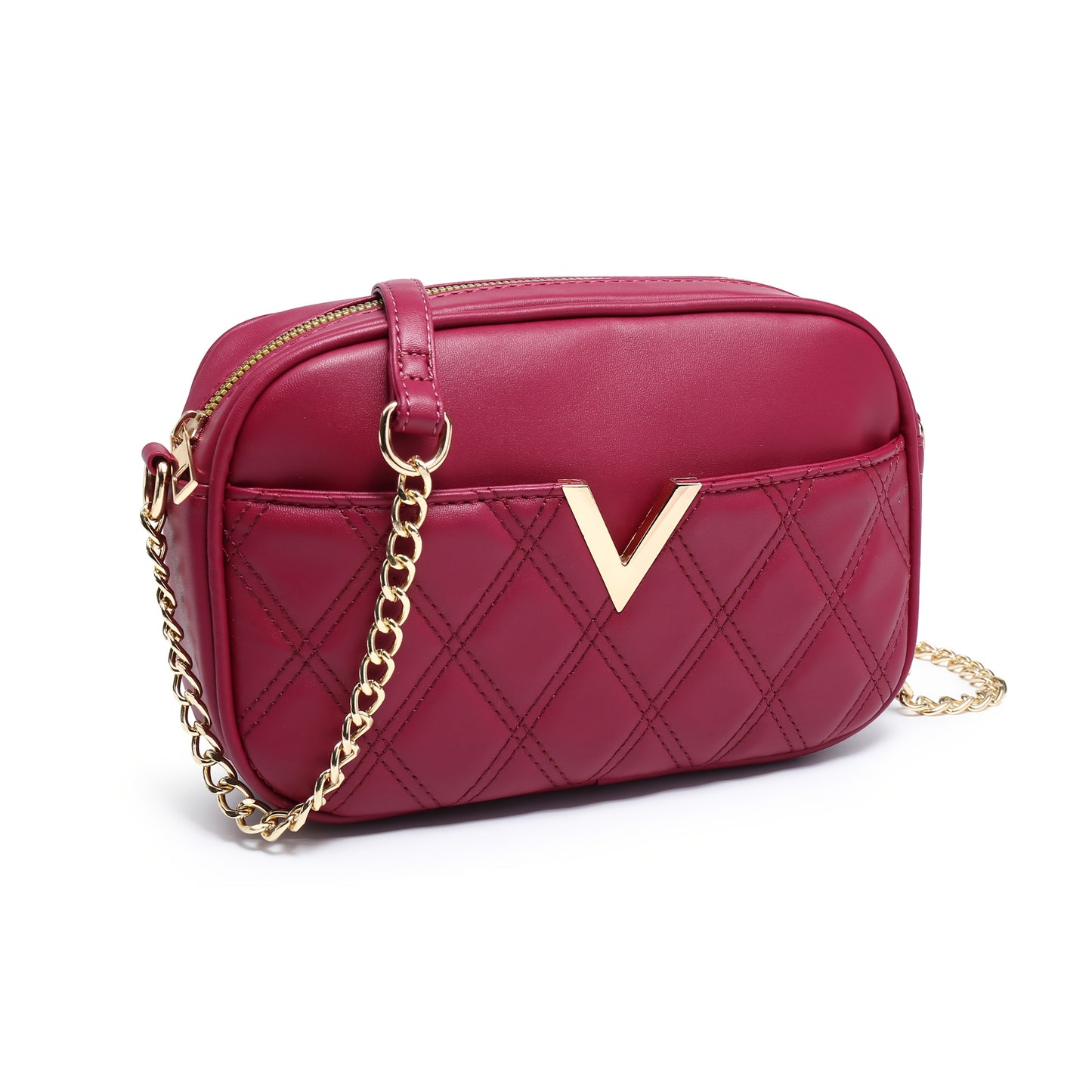 Stylish Quilted Crossbody Bag with Golden-Tone Chain Strap