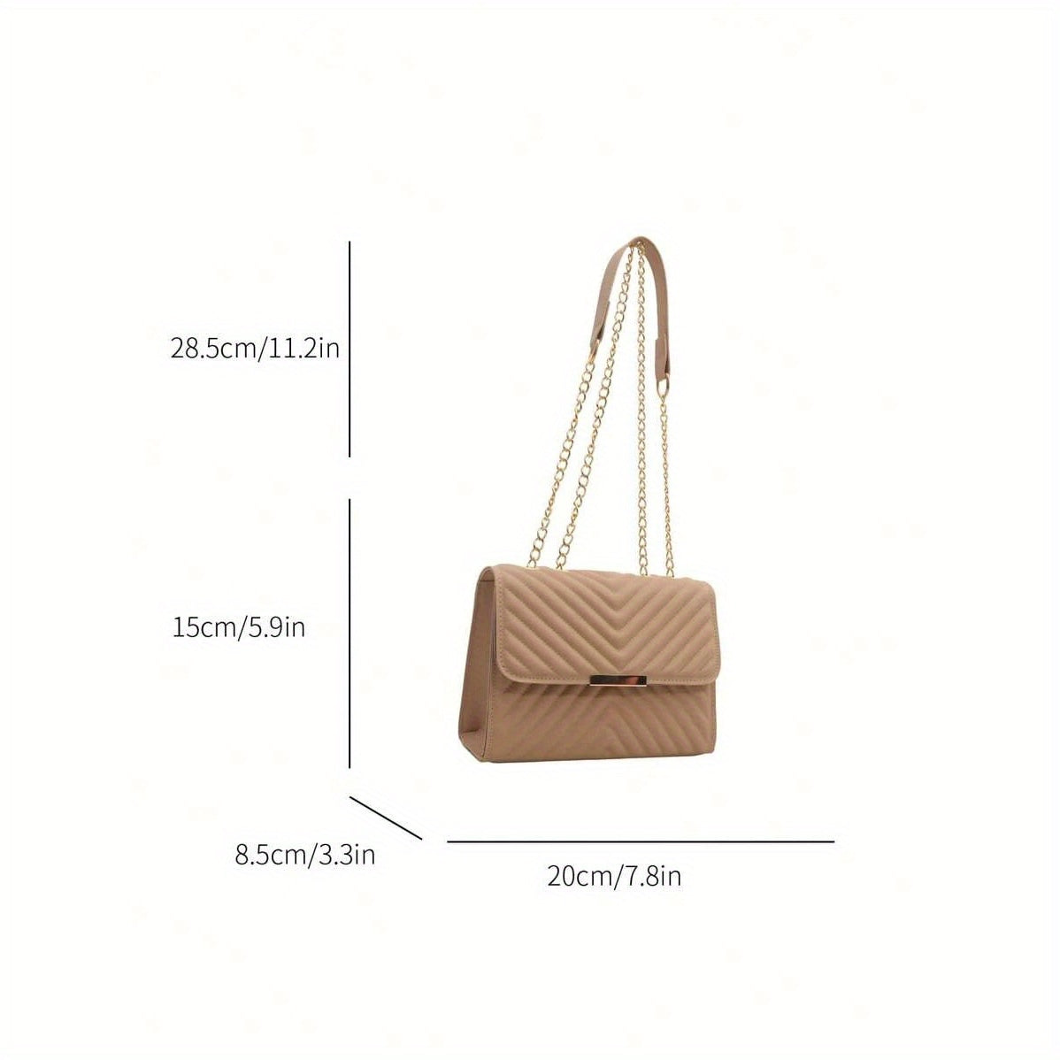 Women’s Quilted Crossbody Bag with Golden Clasp and Chain Strap