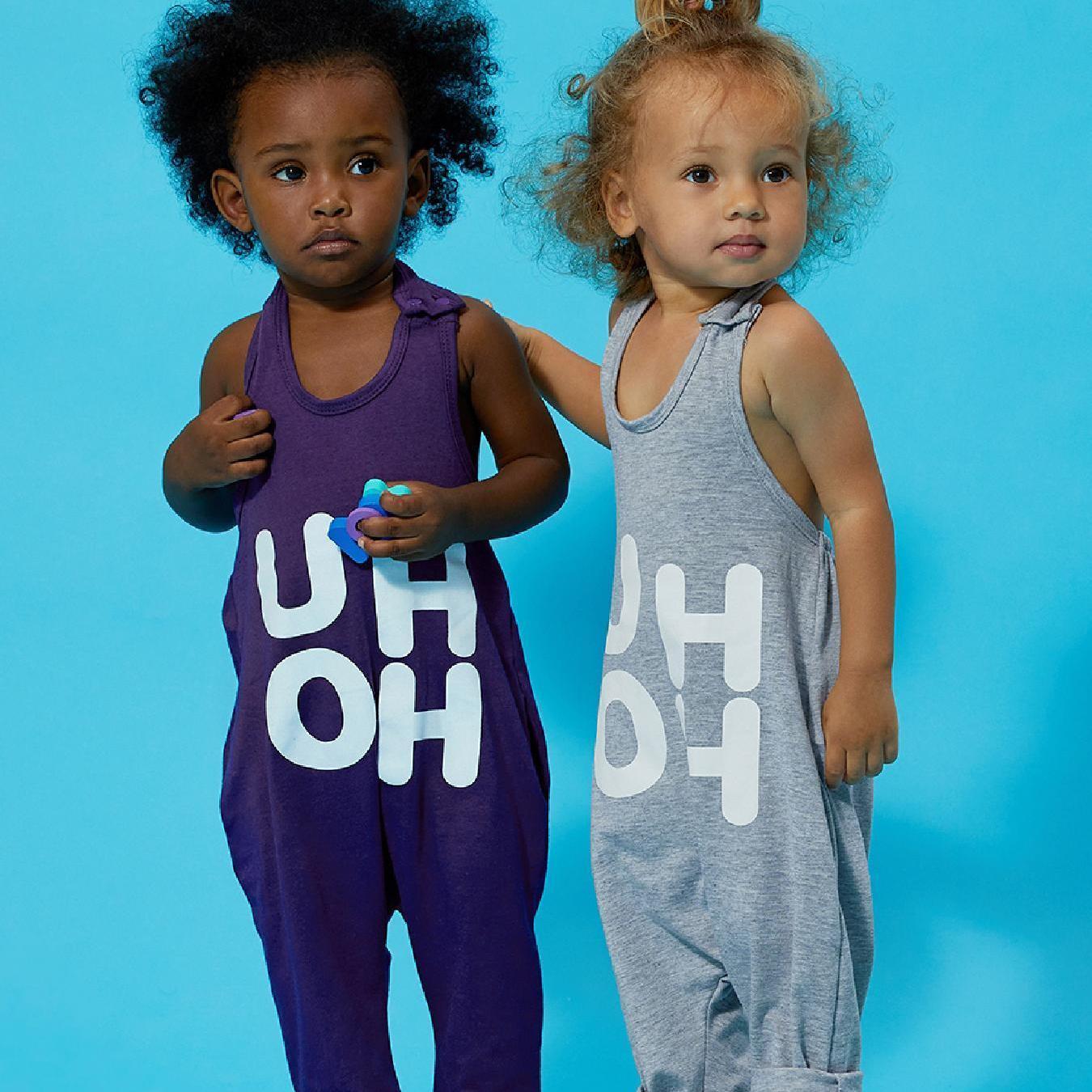 Stylish PatPat Baby Girl Boy Loose Letters Print Sleeveless Summer Backless Halter Jumpsuit for Outdoor Use
