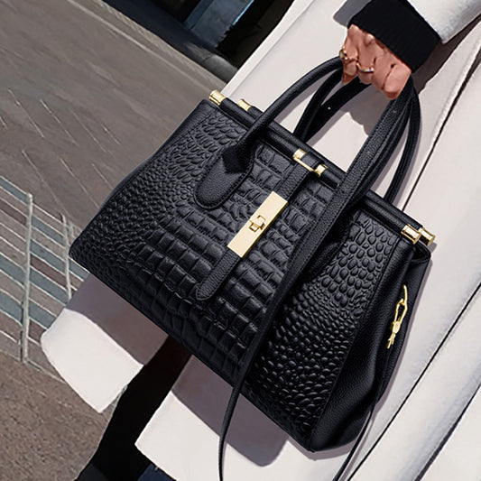 Elegant Crocodile Embossed Handbag for Work and Daily Use