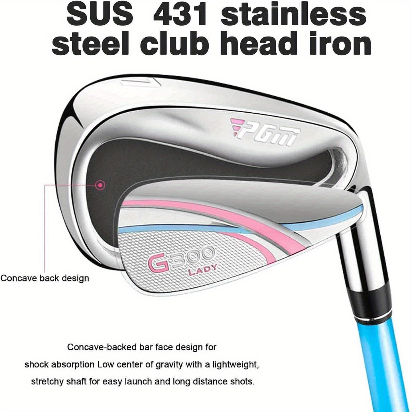 PGM Women's Complete 11-Piece Golf Set - Woods (#1, 3, 5, 4H) Irons (#6, 7, 8, 9, PW, SW) Putter | Lightweight graphite shafts (Ladies Flex) | Includes stand bag | Perfect gift for Valentine's Day/Mother's Day