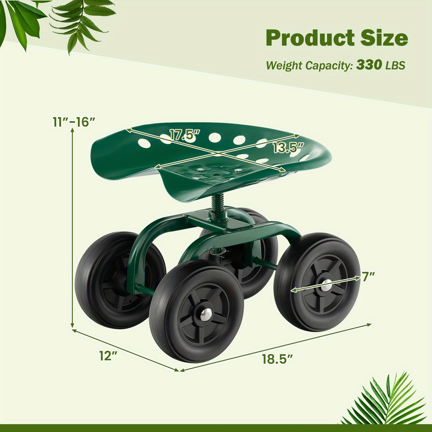 Heavy Duty 360 Degree Swivel Seat Garden Cart and Workseat