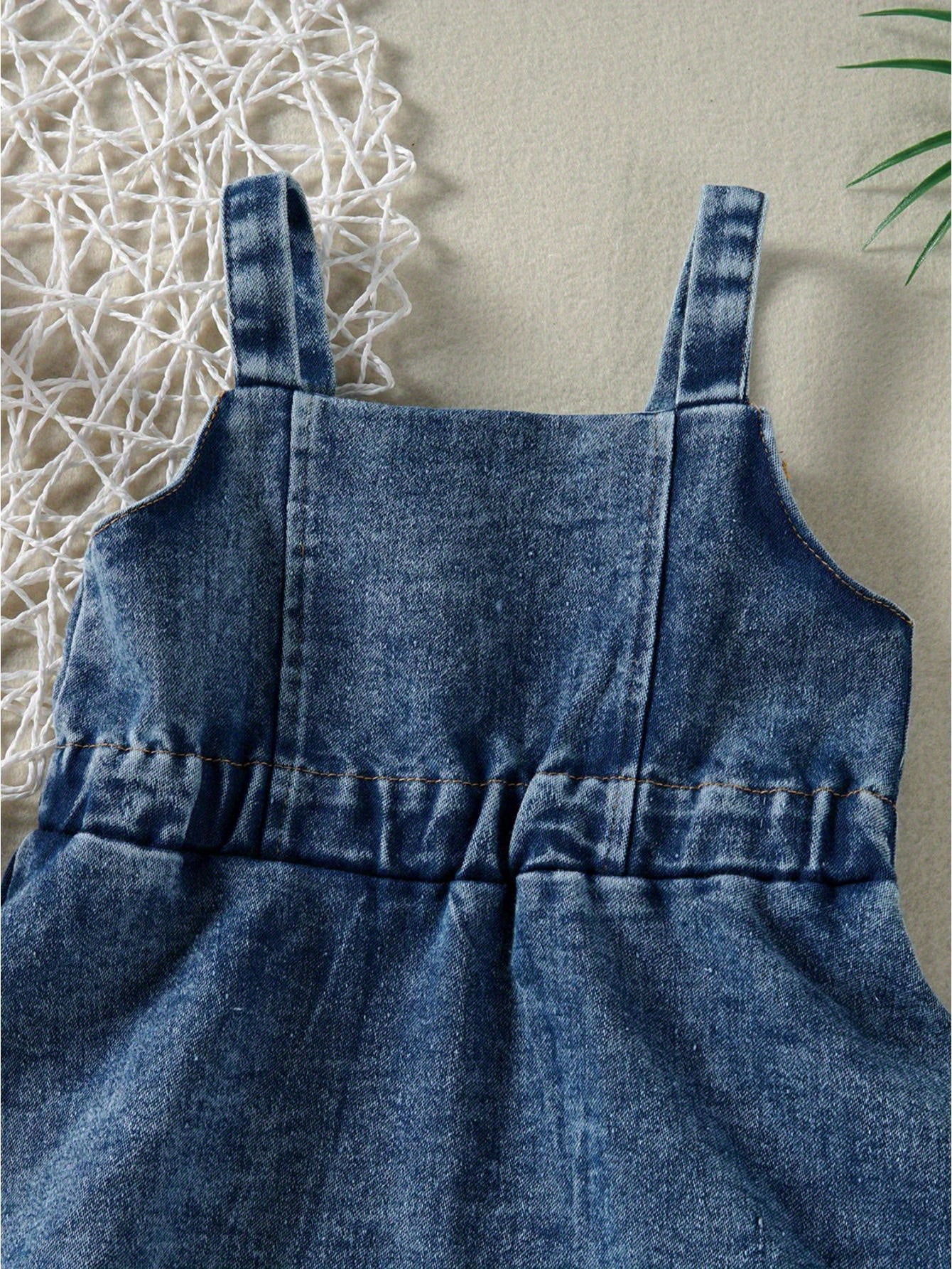 Toddler Girls Summer Denim Dress Fashion Sleeveless Button Ruffle Tank Dress