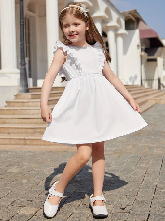 Toddler Girls Ruffle Sleeve Backless Summer Dress for Baby Girls Ages 2 to 6 Years