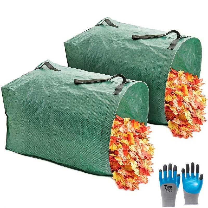 Heavy-Duty Garden Leaf Bag with Free Work Gloves for Cleanup