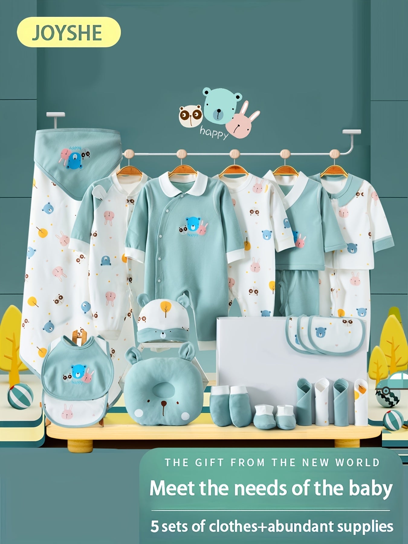 27 Piece Baby Boy Clothing Set with Accessories for Newborns