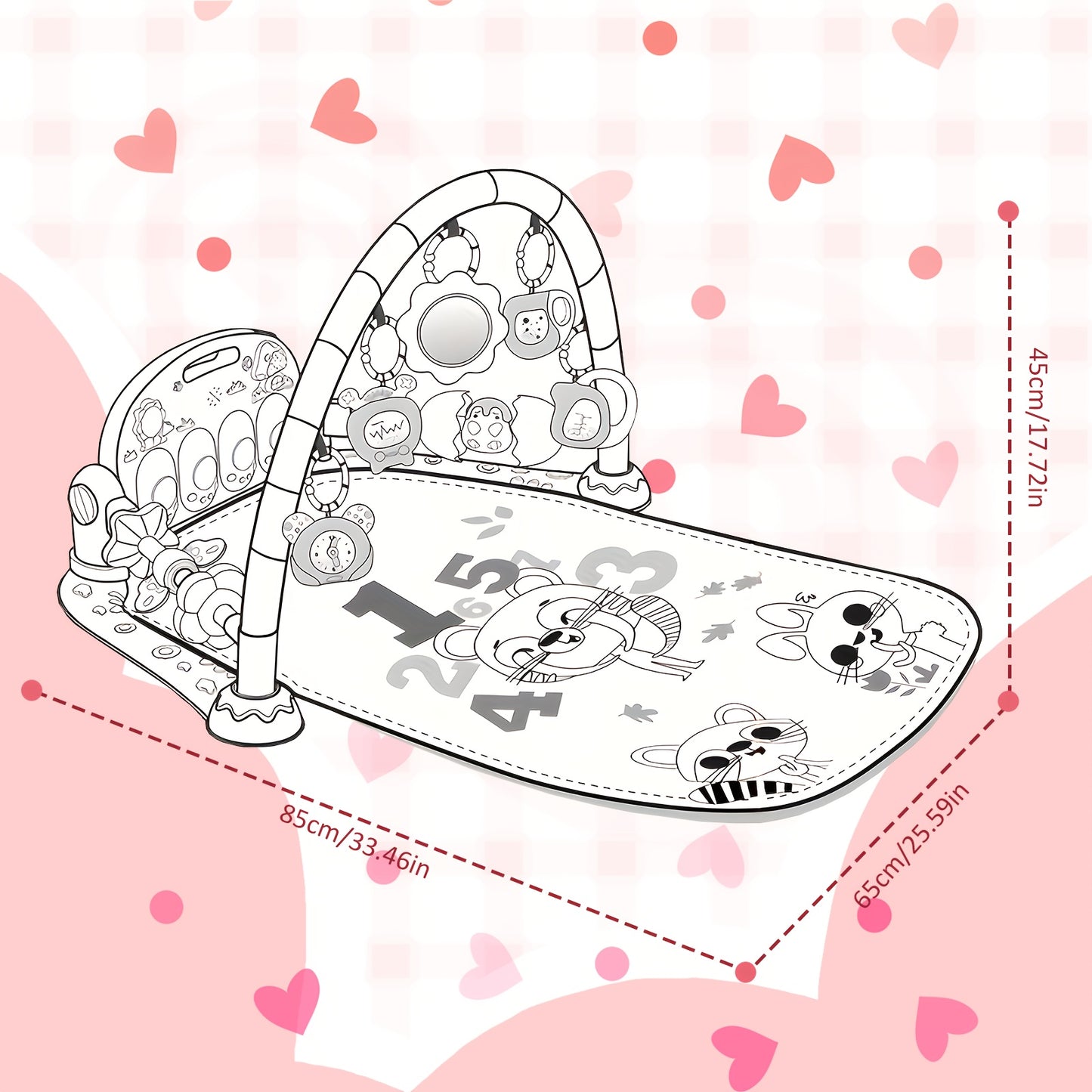 Baby Play Gym with Piano and Sensory Toys for Infants