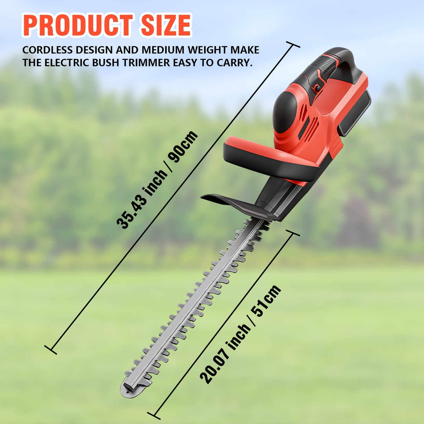 Cordless Hedge Trimmer with Dual-Action Carbon Steel Blade