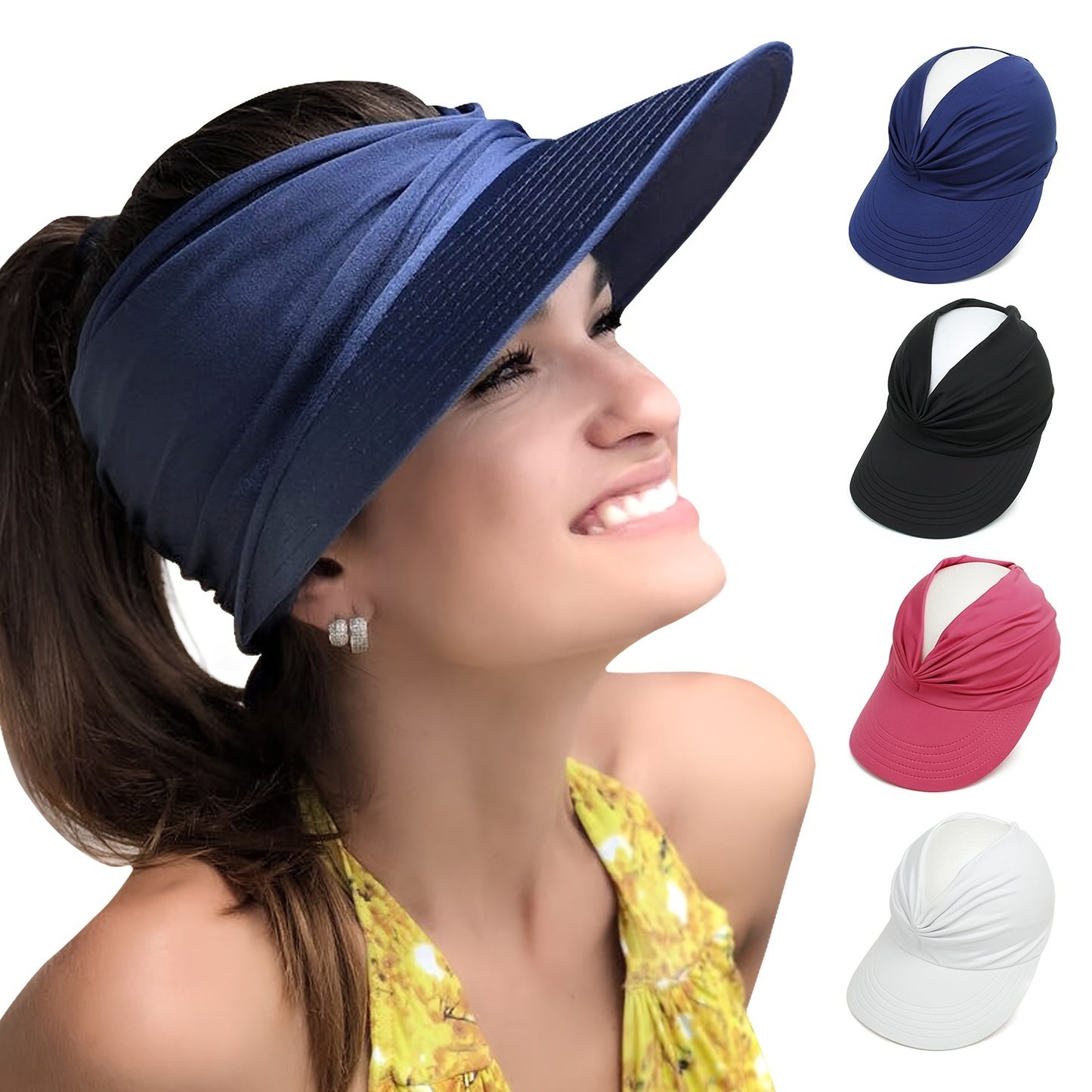 Women's Stretchy UPF Sun Protection Visor Hat for Summer