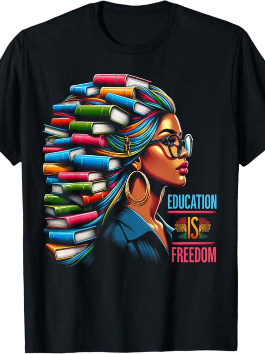 Education Is Freedom Black Teacher T-Shirt for Black History Month