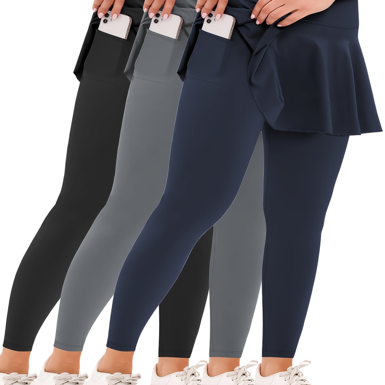 Women's Plus Size High-Waisted Tennis Skorts with Pockets
