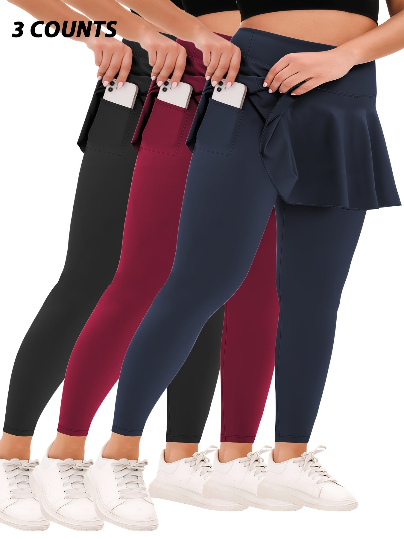 Women's Plus Size High-Waisted Tennis Skorts with Pockets