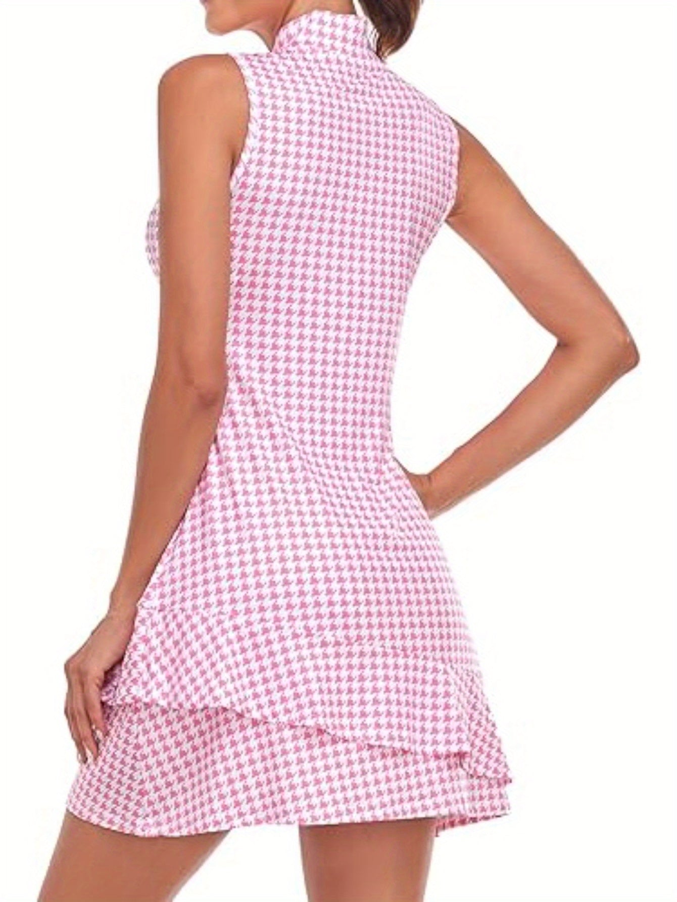 Womens Sleeveless Pleated Dress with Shorts and Pockets