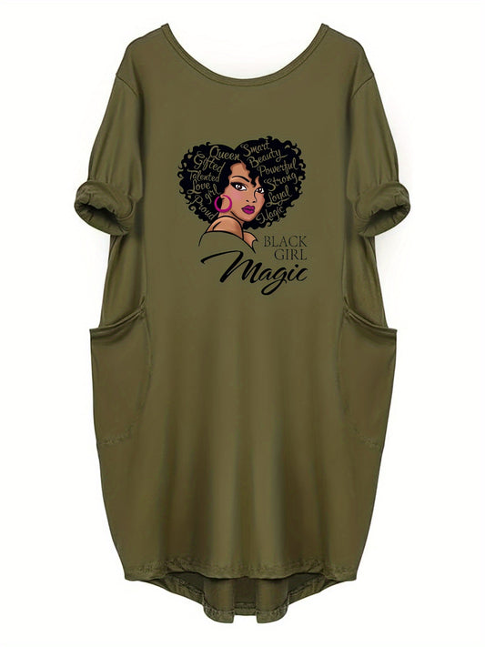 African Queen Pride Long Sleeve Dress with Pockets for Women