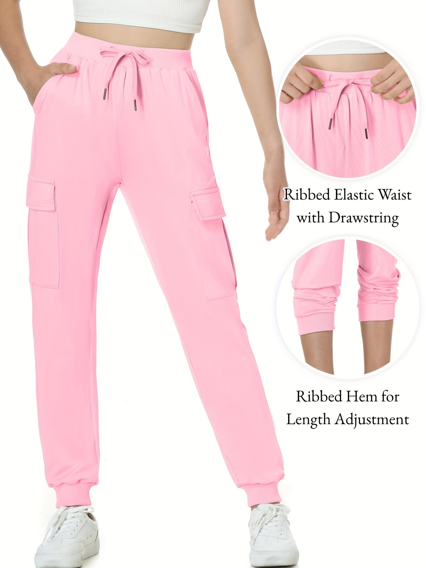 Youth Girls Hiking Jogging Pants with Quick-Dry and Pockets