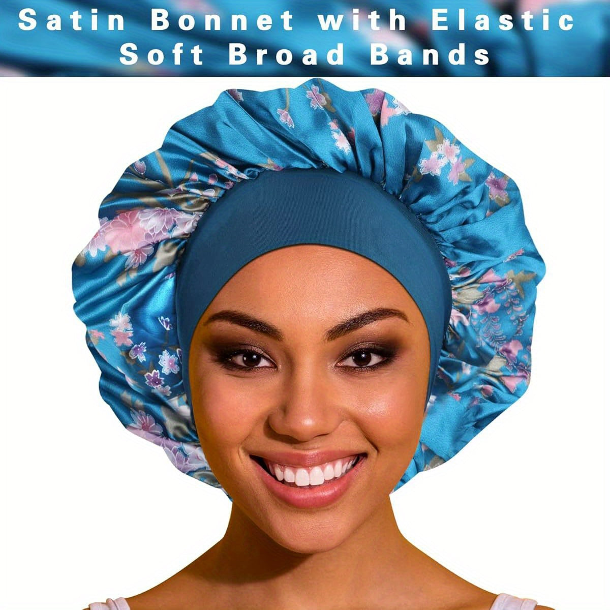 Roybens Satin Bonnet Hair Bonnet for Sleeping 4 Pack Large Bonnets for Women with Elastic Soft Band for Curly Hair and Braids
