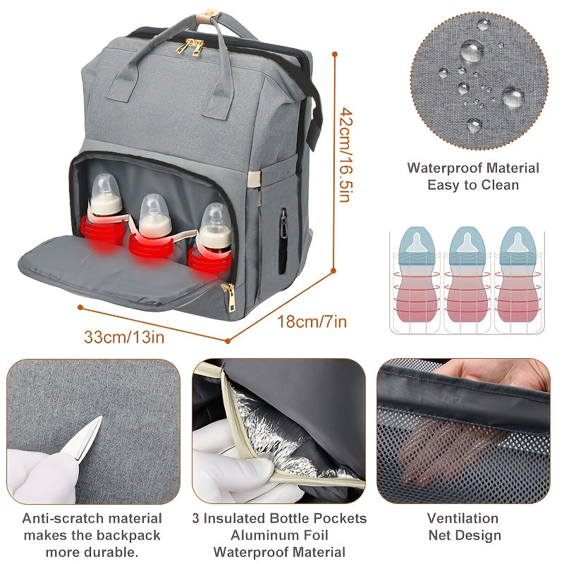 Multifunctional Diaper Bag Backpack With Stroller Straps And Pockets