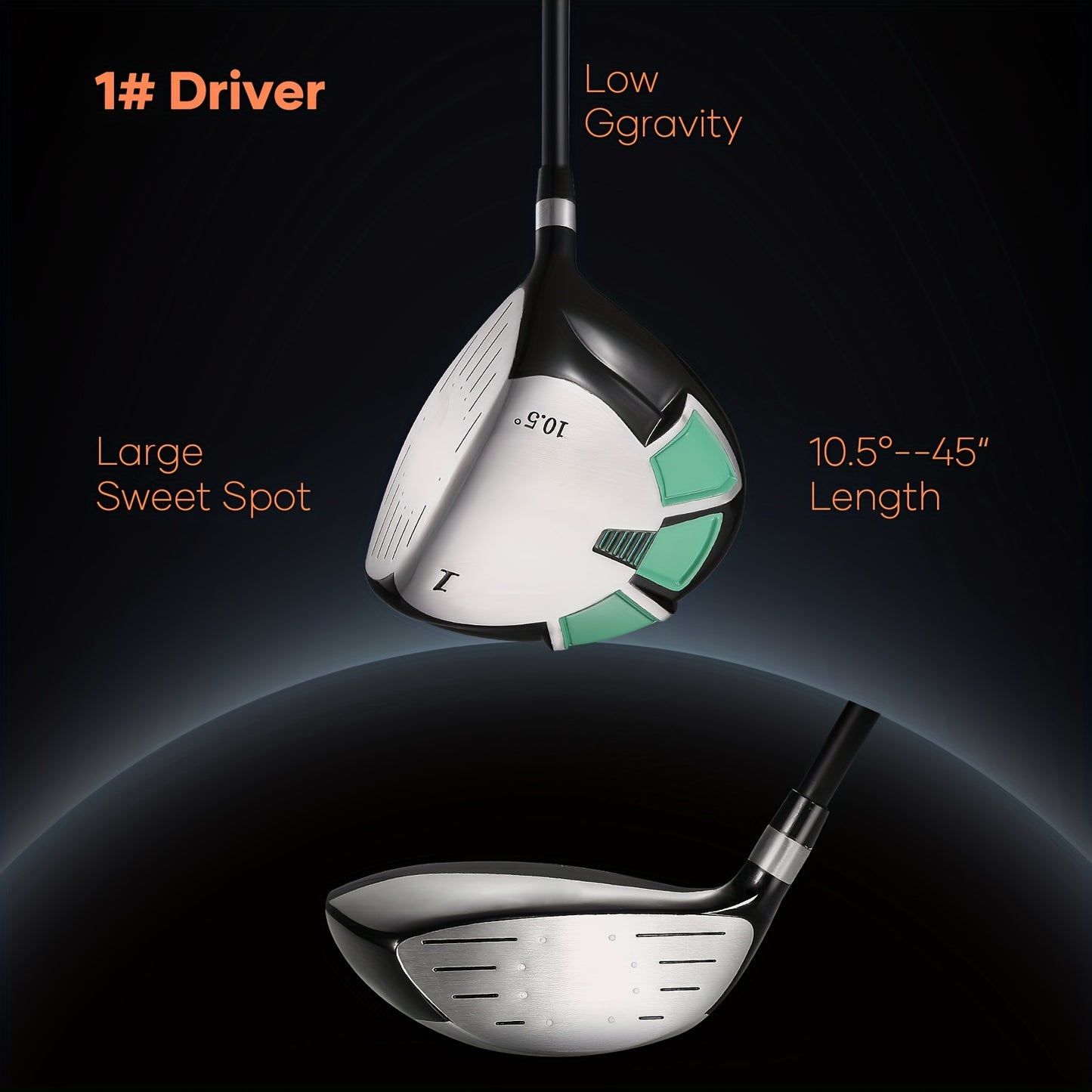 9pcs Complete Golf Club Set for Right-Handed Men & Women - Full Driver, Woods, Hybrids & Irons with Stand Bag & 3 Bonus Head Covers - Forgiving 10.5° Driver, 15° Fairway Wood, 24° Hybrid, 6-PW Irons, Pitching Wedge & Putte