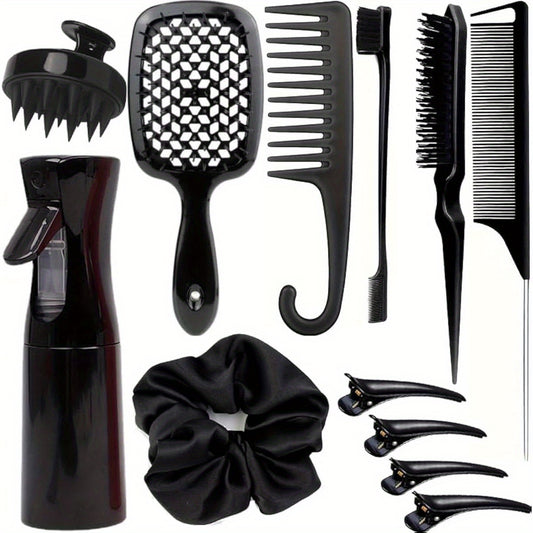 Hair Brush Set with Detangling Tools and Scalp Massager