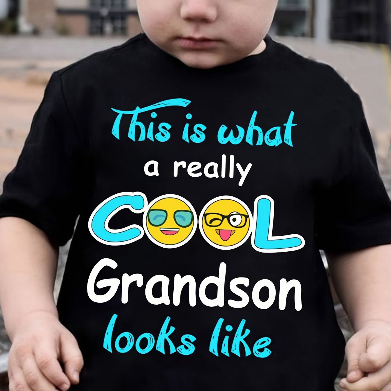Cool Grandson T-Shirt Cotton Boys T-Shirt Comfortable Casual Round Neck Short Sleeved This Is What A Really Cool Grandson Looks Like Print
