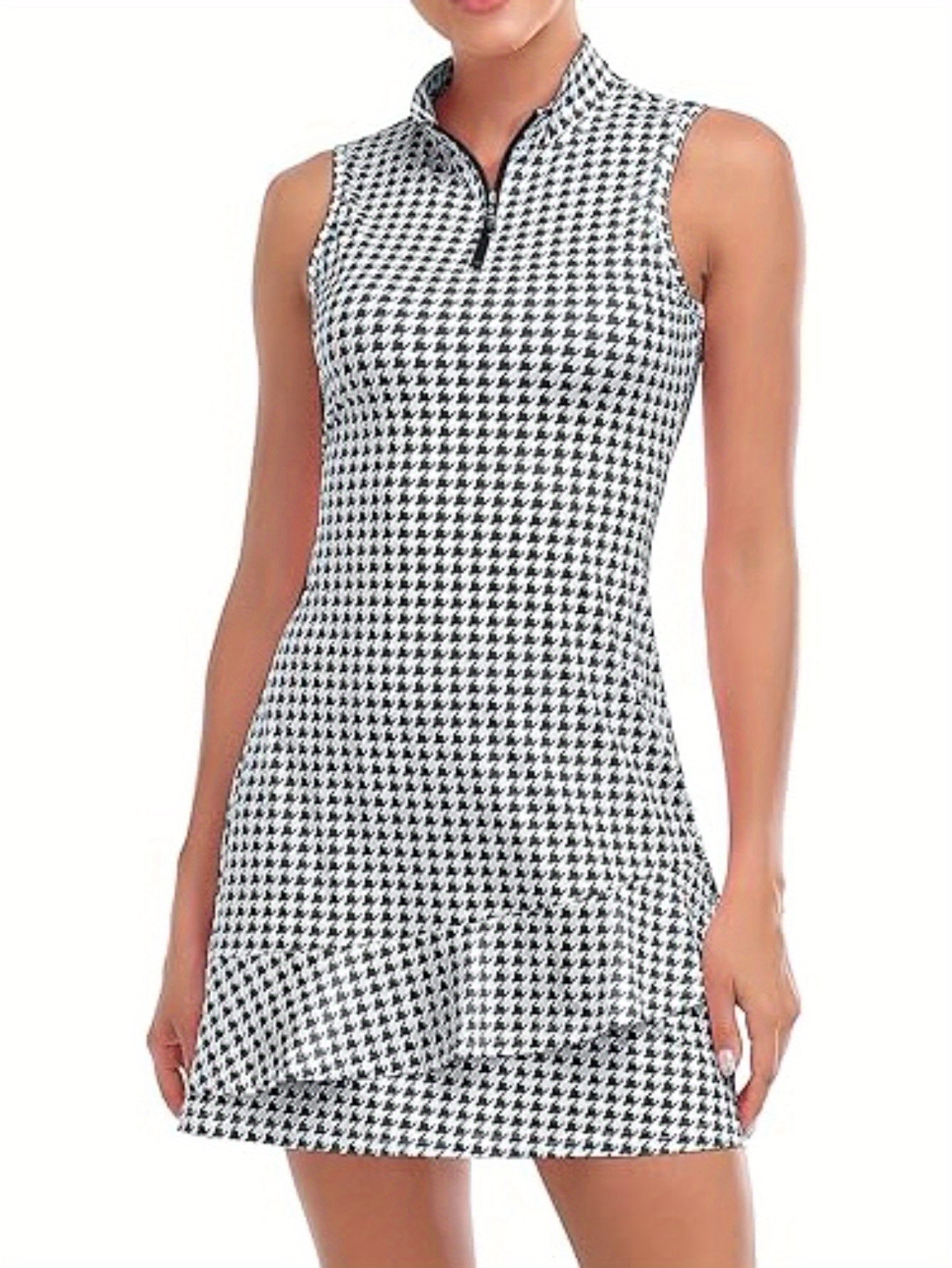 Womens Sleeveless Pleated Dress with Shorts and Pockets