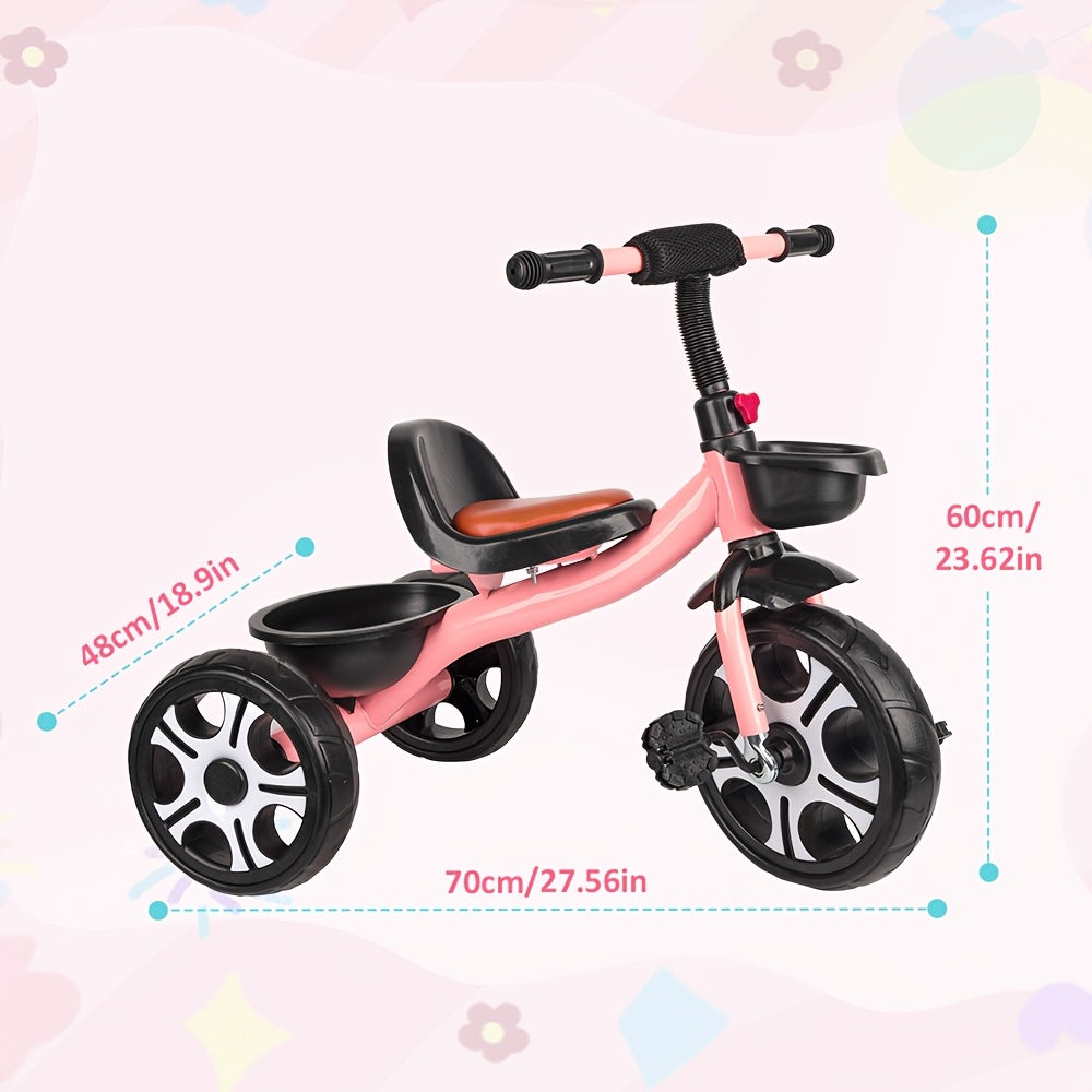 Durable Carbon Steel Tricycle with Storage Basket for Kids